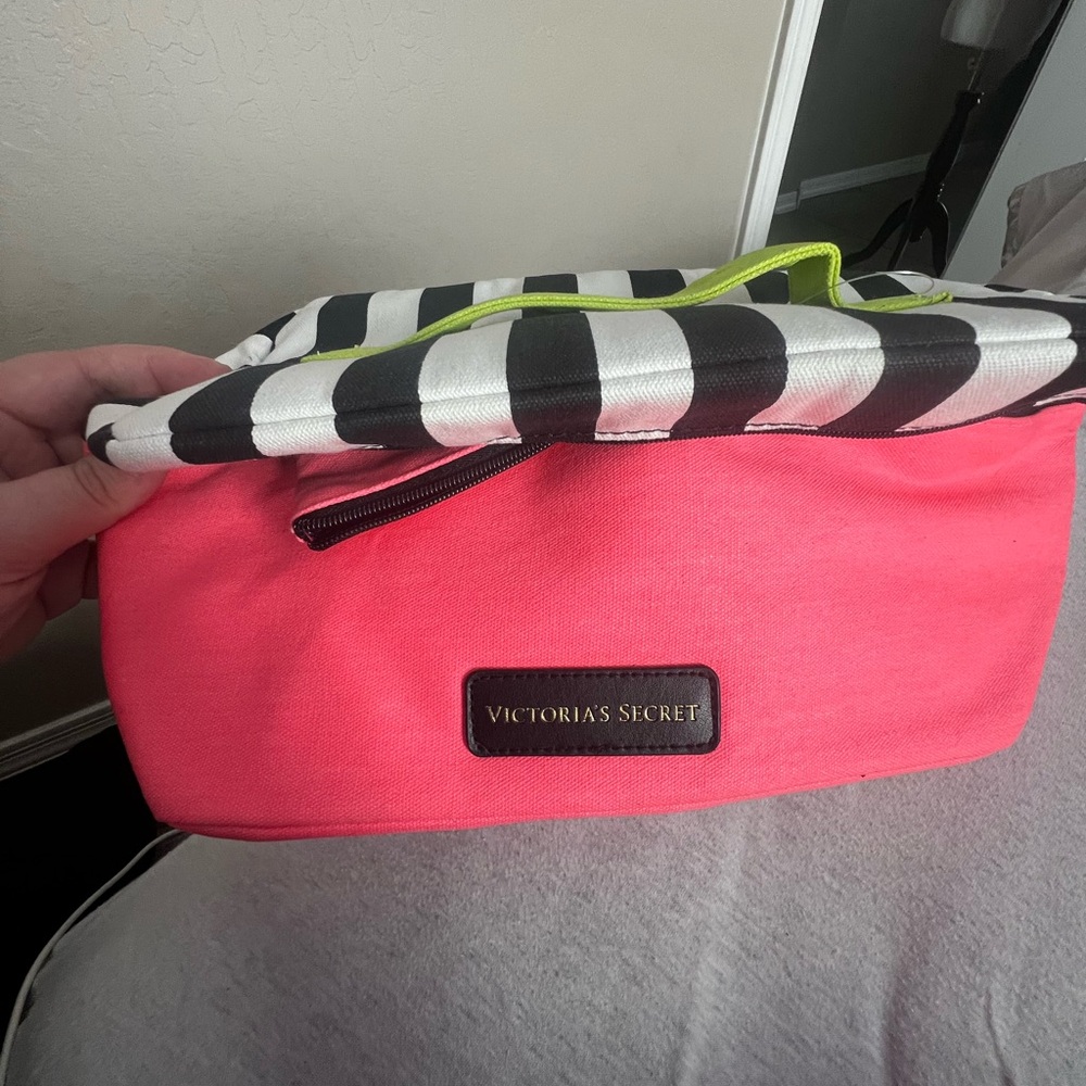 Victoria's Secret Pink and Black Striped Bag